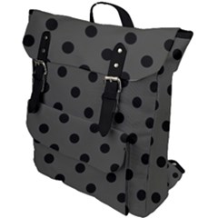 Large Black Polka Dots On Beluga Grey - Buckle Up Backpack by FashionLane