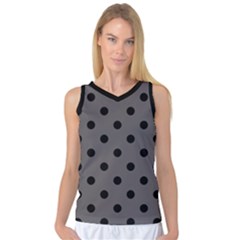 Large Black Polka Dots On Carbon Grey - Women s Basketball Tank Top by FashionLane