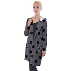 Large Black Polka Dots On Carbon Grey - Hooded Pocket Cardigan by FashionLane