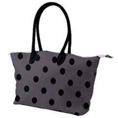 Large Black Polka Dots On Carbon Grey - Canvas Shoulder Bag by FashionLane