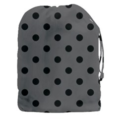 Large Black Polka Dots On Carbon Grey - Drawstring Pouch (3xl) by FashionLane