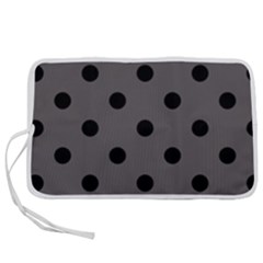 Large Black Polka Dots On Carbon Grey - Pen Storage Case (m) by FashionLane