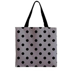 Large Black Polka Dots On Chalice Silver Grey - Zipper Grocery Tote Bag by FashionLane