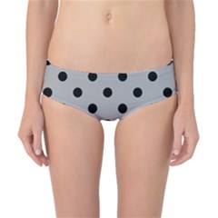 Large Black Polka Dots On Chalice Silver Grey - Classic Bikini Bottoms