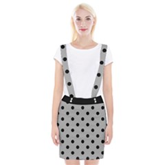 Large Black Polka Dots On Chalice Silver Grey - Braces Suspender Skirt