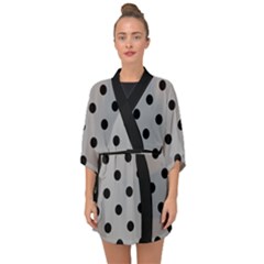 Large Black Polka Dots On Chalice Silver Grey - Half Sleeve Chiffon Kimono