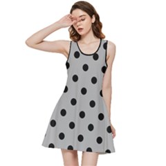 Large Black Polka Dots On Chalice Silver Grey - Inside Out Racerback Dress