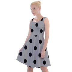 Large Black Polka Dots On Chalice Silver Grey - Knee Length Skater Dress