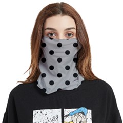 Large Black Polka Dots On Chalice Silver Grey - Face Covering Bandana (Two Sides)