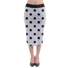 Large Black Polka Dots On Cloudy Grey - Midi Pencil Skirt by FashionLane