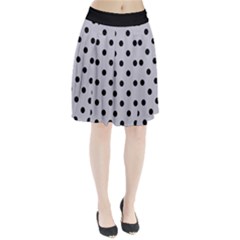 Large Black Polka Dots On Cloudy Grey - Pleated Skirt by FashionLane