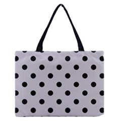 Large Black Polka Dots On Cloudy Grey - Zipper Medium Tote Bag by FashionLane
