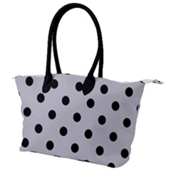 Large Black Polka Dots On Cloudy Grey - Canvas Shoulder Bag by FashionLane