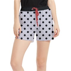 Large Black Polka Dots On Cloudy Grey - Runner Shorts by FashionLane