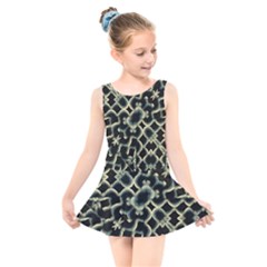 Dark Interlace Motif Mosaic Pattern Kids  Skater Dress Swimsuit by dflcprintsclothing