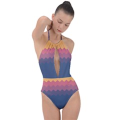 Fall Palette Plunge Cut Halter Swimsuit by goljakoff