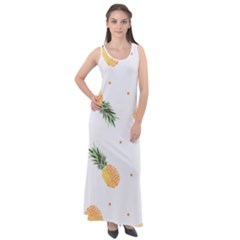 Pineapple Pattern Sleeveless Velour Maxi Dress