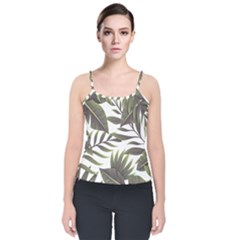 Tropical Leaves Velvet Spaghetti Strap Top by goljakoff