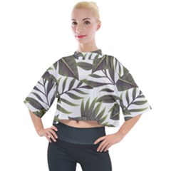 Tropical Leaves Mock Neck Tee by goljakoff