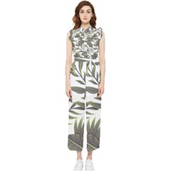 Tropical Leaves Women s Frill Top Jumpsuit by goljakoff