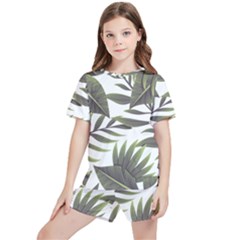 Tropical Leaves Kids  Tee And Sports Shorts Set by goljakoff