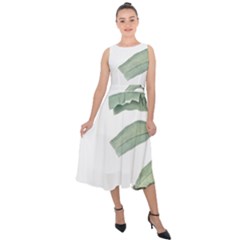 Palm Leaves Midi Tie-back Chiffon Dress by goljakoff