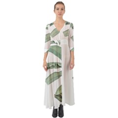 Palm Leaves Button Up Boho Maxi Dress by goljakoff