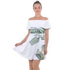 Palm Leaves Off Shoulder Velour Dress by goljakoff