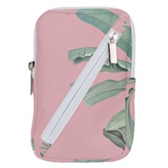 Palm Leaf On Pink Belt Pouch Bag (small) by goljakoff