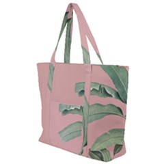 Palm Leaf On Pink Zip Up Canvas Bag by goljakoff