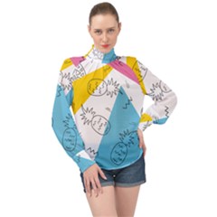 Modern Pineapples High Neck Long Sleeve Chiffon Top by goljakoff