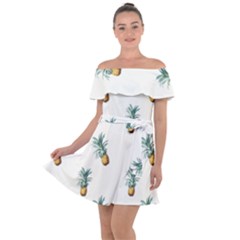 Tropical Pineapples Off Shoulder Velour Dress by goljakoff