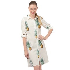 Tropical Pineapples Long Sleeve Mini Shirt Dress by goljakoff