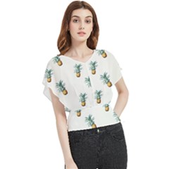 Tropical Pineapples Butterfly Chiffon Blouse