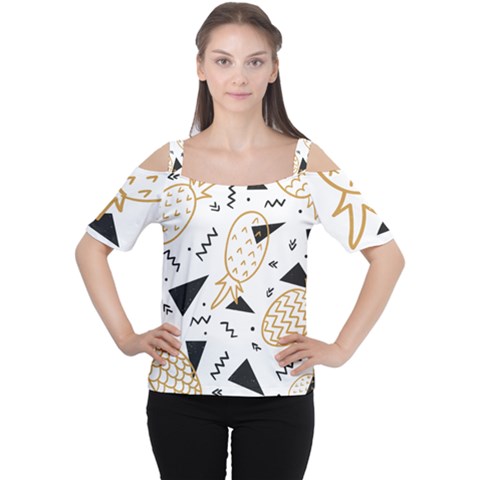 Golden Pineapples Cutout Shoulder Tee by goljakoff