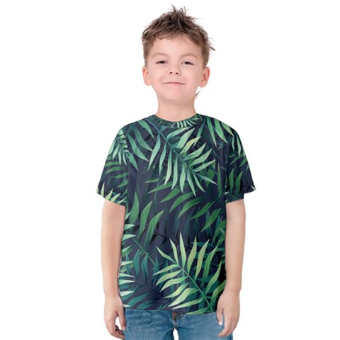 Green Leaves Kids  Cotton Tee by goljakoff