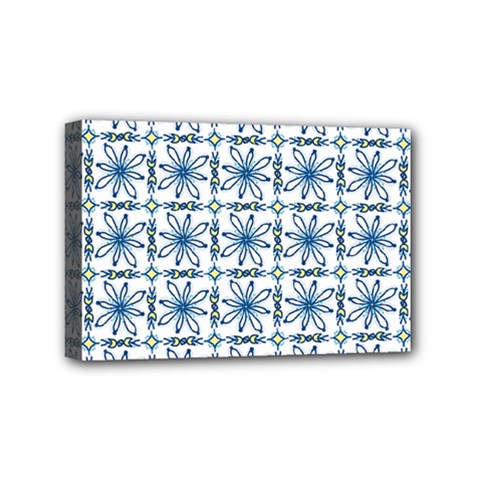 Azulejo Style Blue Tiles Mini Canvas 6  X 4  (stretched) by MintanArt