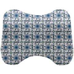 Azulejo Style Blue Tiles Head Support Cushion by MintanArt