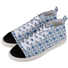 Azulejo Style Blue Tiles Men s Mid-top Canvas Sneakers by MintanArt