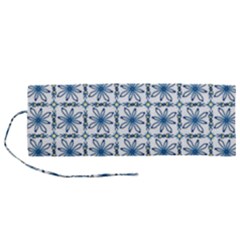 Azulejo Style Blue Tiles Roll Up Canvas Pencil Holder (m) by MintanArt