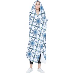 Azulejo Style Blue Tiles Wearable Blanket