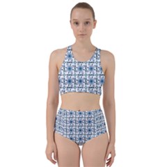 Azulejo Style Blue Tiles Racer Back Bikini Set by MintanArt