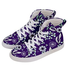 Floral Blue Pattern Men s Hi-top Skate Sneakers by MintanArt