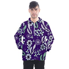 Floral Blue Pattern Men s Half Zip Pullover by MintanArt