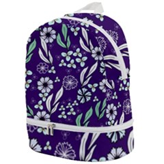 Floral Blue Pattern Zip Bottom Backpack by MintanArt