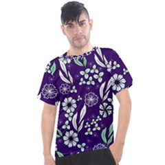 Floral Blue Pattern Men s Sport Top by MintanArt