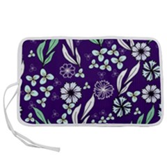 Floral Blue Pattern Pen Storage Case (s)