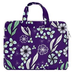 Floral Blue Pattern Double Pocket Laptop Bag