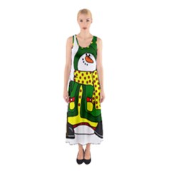 Christmas Snowman  Sleeveless Maxi Dress by IIPhotographyAndDesigns