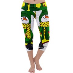 Christmas Snowman  Capri Yoga Leggings by IIPhotographyAndDesigns